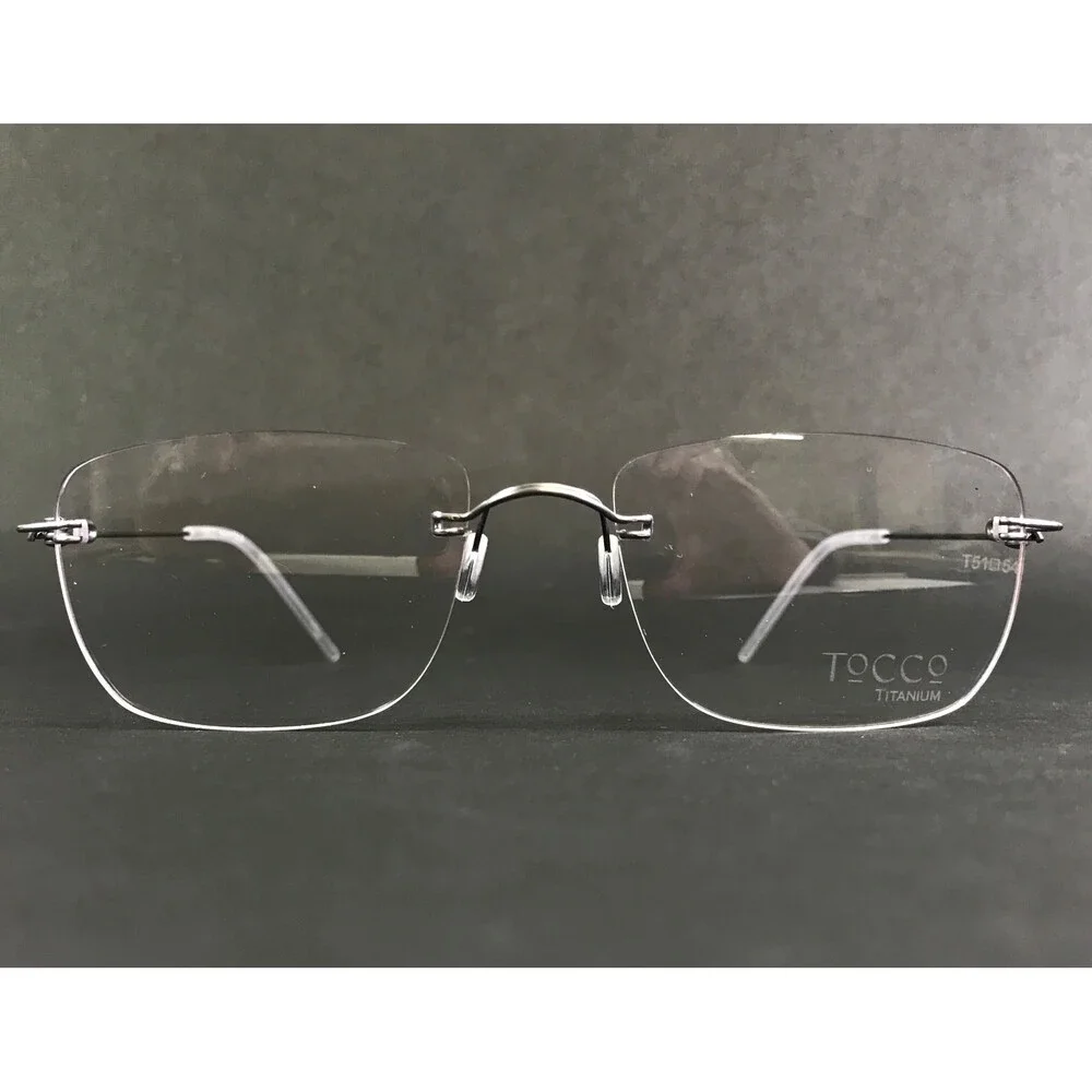 Tocco Eyeglasses Frames DELTA 100 COL.39 GUNMETAL Rimless Rectangle 54-17-146